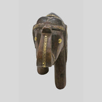 Vintage wooden elephant figurine with decorative brass work - view 3