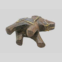 Vintage wooden elephant figurine with decorative brass work - view 6