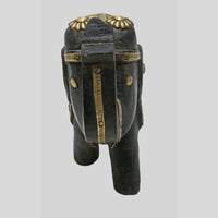 Hand-painted wooden elephant with brass and multicolour floral detailing - view 3