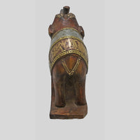 Wooden elephant figurine with brass and white metal detailing - view 5