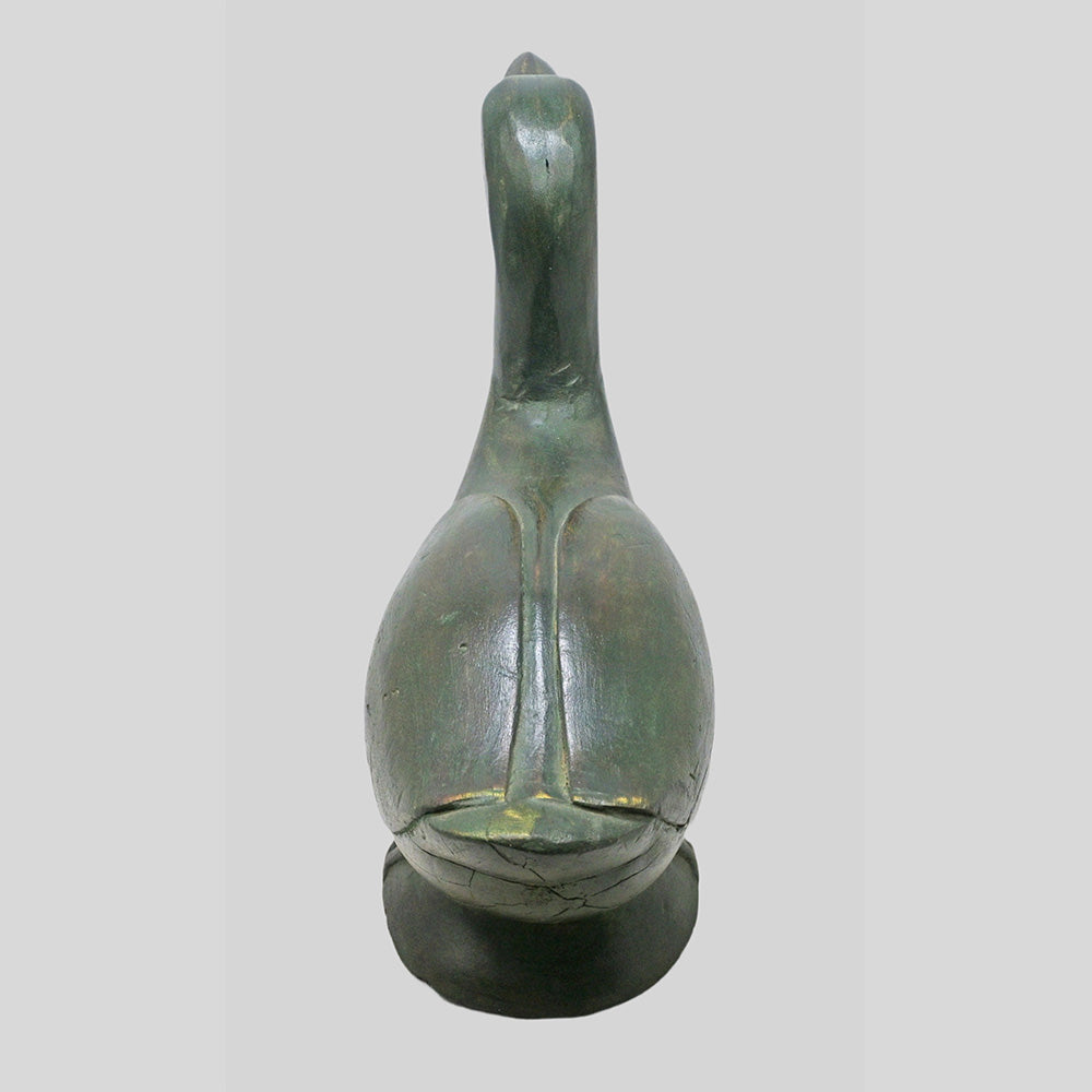 Handcrafted duck figurine with antique finish, alternate view