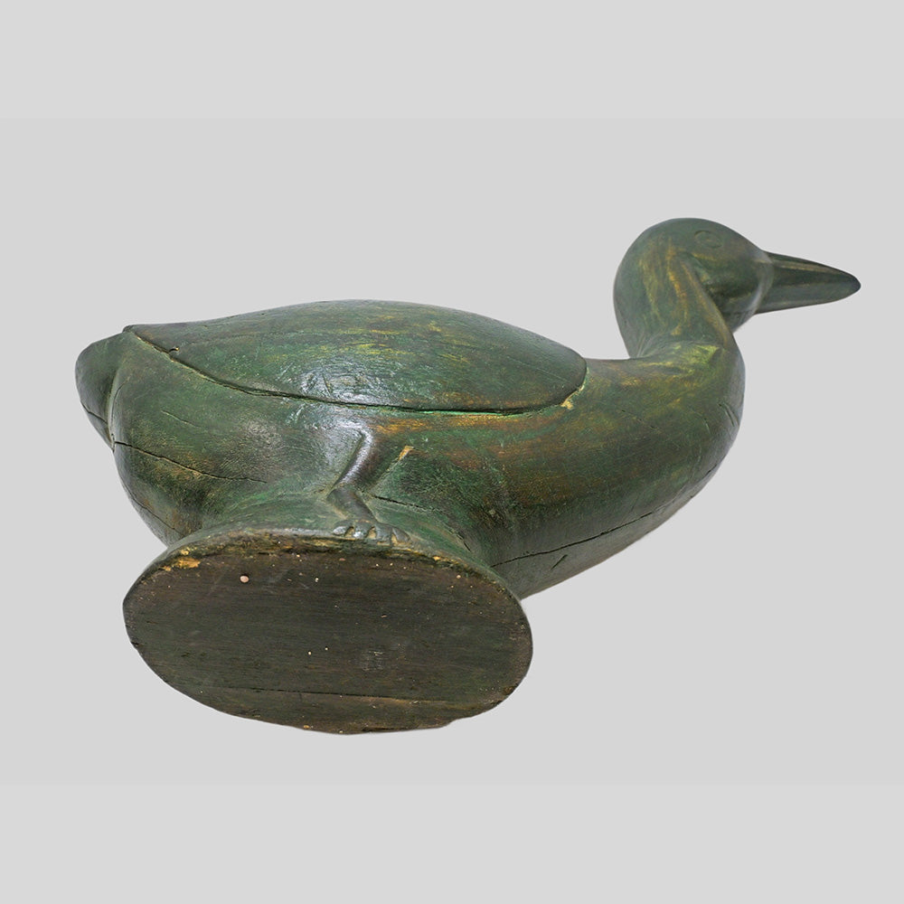 Vintage wooden duck decorative figure, rear view