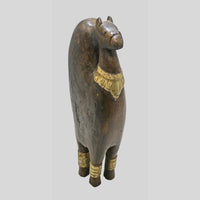 Handcrafted wooden folk camel figurine with brass decoration - view 2