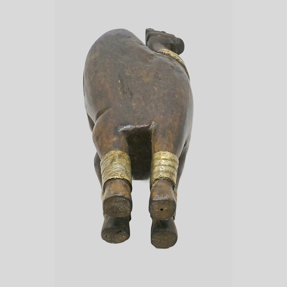Handcrafted wooden folk camel figurine with brass decoration - view 6