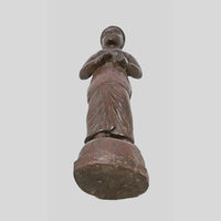 Antique wooden Indian musician sculpture, alternate view