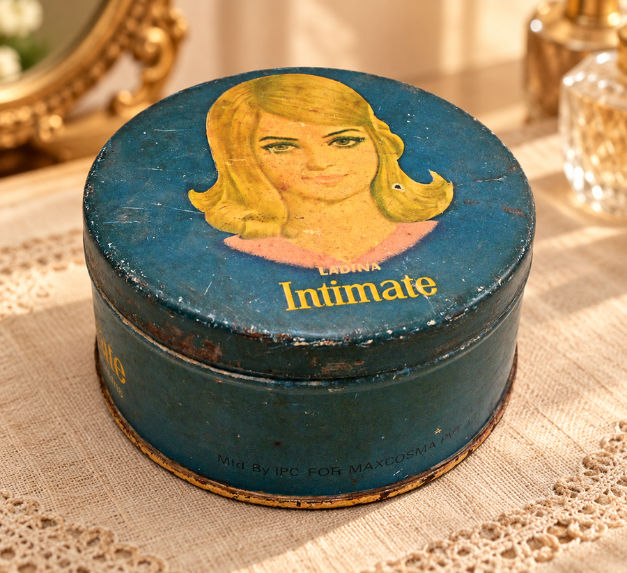 Vintage Ladina Intimate Luxury Talc Printed Iron Box – handcrafted vintage decor product image 1