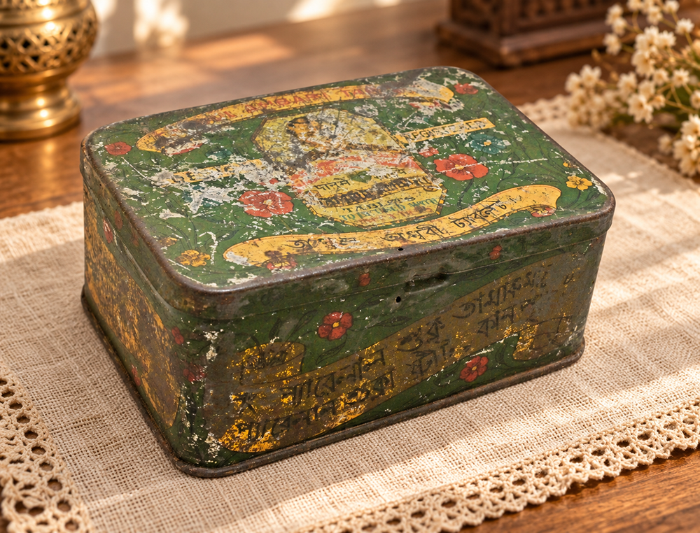Vintage Handcrafted Iron Tobacco Printed Iron Box – handcrafted vintage decor product image 1