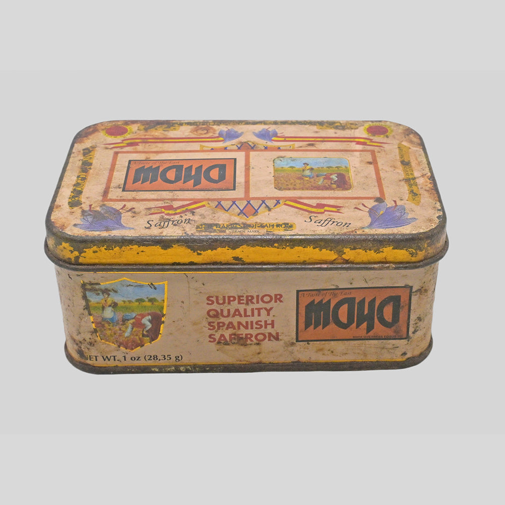 Vintage Moya Spanish Saffron Printed Iron Box – handcrafted vintage decor product image 2