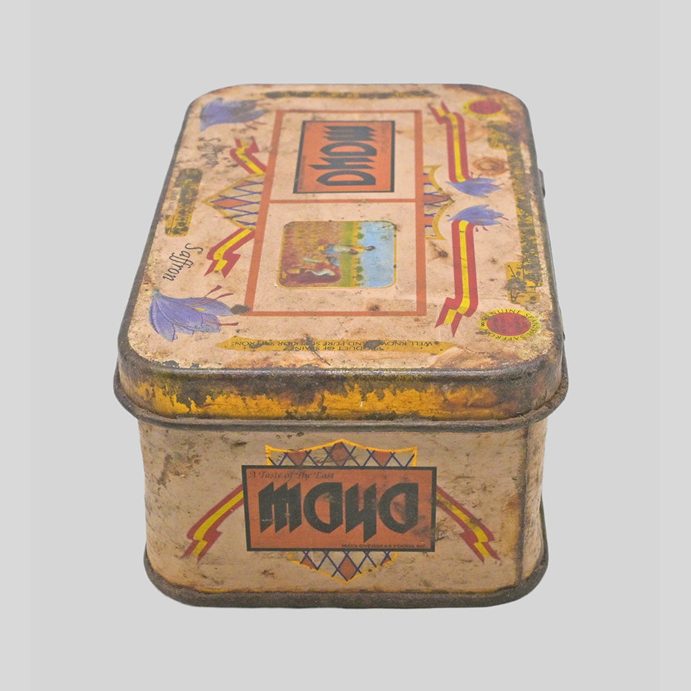 Vintage Moya Spanish Saffron Printed Iron Box – handcrafted vintage decor product image 4