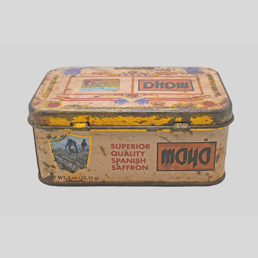 Vintage Moya Spanish Saffron Printed Iron Box – handcrafted vintage decor product image 3
