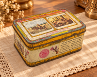 Vintage The Gathering of Saffron printed iron box, front view