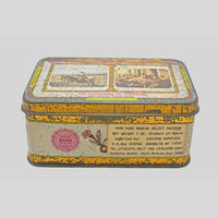 Vintage The Gathering of Saffron printed iron box, angled view