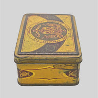 Vintage Bombay Ring Travellers Co. printed iron box, close-up detail