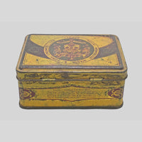 Vintage Bombay Ring Travellers Co. printed iron box, side view