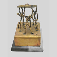 Vintage handcrafted brass figurine with fine artwork detailing, alternate view