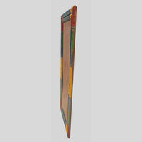 Recycled handcrafted wooden rectangular frame made from lacquer-painted old pillars, alternate view