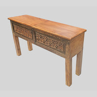 Recycled Wooden Console Table – Handcrafted with Antique Wood Carvings - 2026102208UNQ