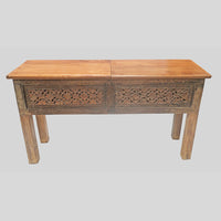 Recycled Wooden Console Table – Handcrafted with Antique Wood Carvings - 2026102208UNQ