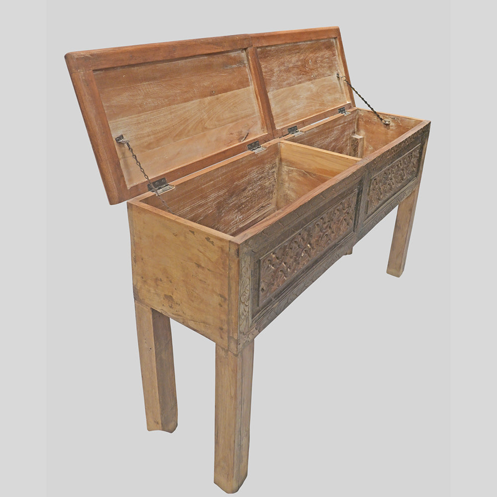 Recycled Wooden Console Table – Handcrafted with Antique Wood Carvings - 2026102208UNQ