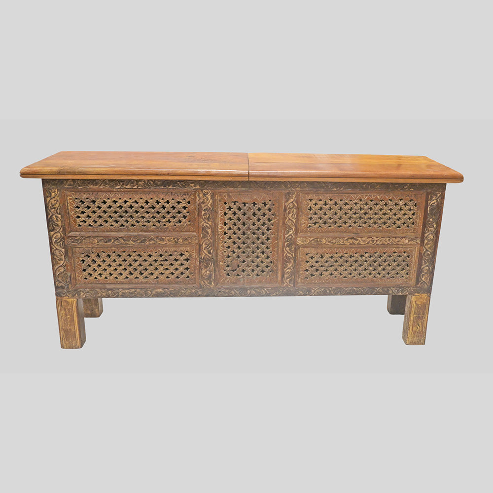 Recycled Wooden Console Table – Handcrafted with Antique Wood Carvings - 2026102209UNQ