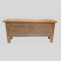 Recycled Wooden Console Table – Handcrafted with Antique Wood Carvings - 2026102209UNQ