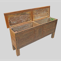Recycled Wooden Console Table – Handcrafted with Antique Wood Carvings - 2026102209UNQ