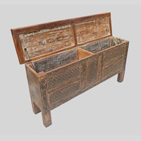 Recycled Wooden Console Table – Handcrafted with Antique Wood Carvings - 2026102210UNQ