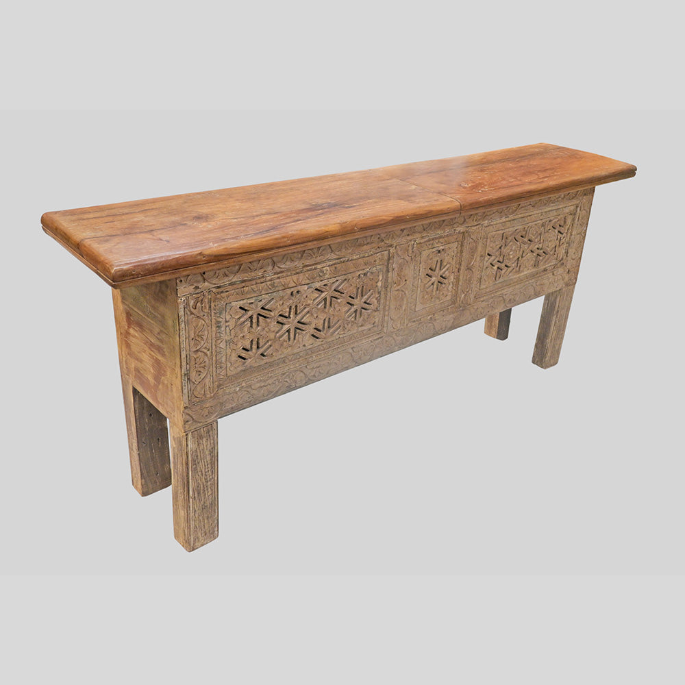 Recycled Wooden Console Table – Handcrafted with Antique Wood Carvings - 2026102211UNQ