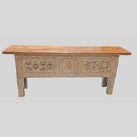 Recycled Wooden Console Table – Handcrafted with Antique Wood Carvings - 2026102211UNQ