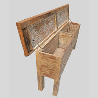 Recycled Wooden Console Table – Handcrafted with Antique Wood Carvings - 2026102211UNQ
