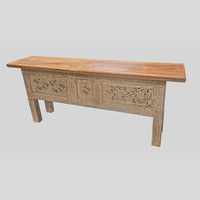 Recycled Wooden Console Table – Handcrafted with Antique Wood Carvings - 2026102211UNQ