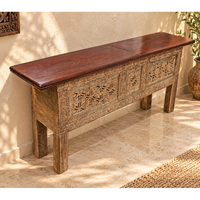 Recycled Wooden Console Table – Handcrafted with Antique Wood Carvings -2026102212UNQ