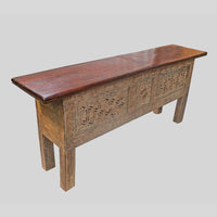 Recycled Wooden Console Table – Handcrafted with Antique Wood Carvings -2026102212UNQ