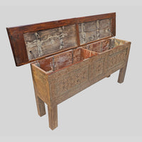 Recycled Wooden Console Table – Handcrafted with Antique Wood Carvings -2026102212UNQ