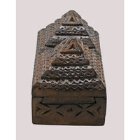 Handcrafted Wooden Jewelry Box | Carved Indian Tribal Style Trinket Box - 2026080301DAF