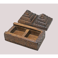 Handcrafted Wooden Jewelry Box | Carved Indian Tribal Style Trinket Box - 2026080301DAF