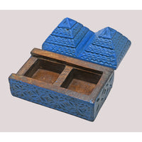 Handcrafted Wooden Jewelry Box | Carved Indian Tribal Style Trinket Box - 2026080301DBA