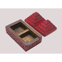 Handcrafted Wooden Jewelry Box | Carved Indian Tribal Style Trinket Box - 2026080301DRA