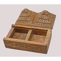 Handcrafted Wooden Jewelry Box | Carved Indian Tribal Style Trinket Box - 2026080301NWF