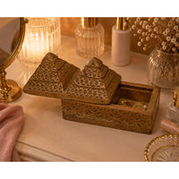 Handcrafted Wooden Jewelry Box | Carved Indian Tribal Style Trinket Box - 2026080301NWF