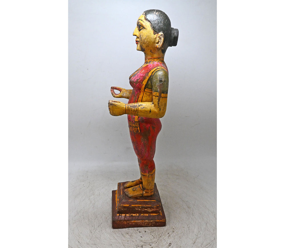 Rajasthani Hand-Painted Wooden Gangaur Doll Statue