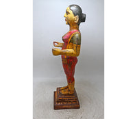 Rajasthani Hand-Painted Wooden Gangaur Doll Statue