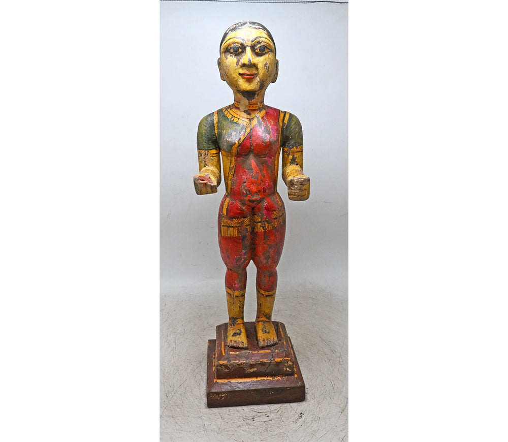 Rajasthani Hand-Painted Wooden Gangaur Doll Statue