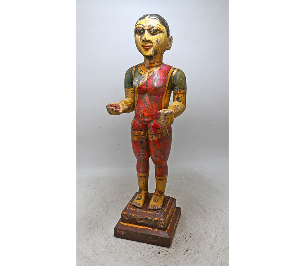 Rajasthani Hand-Painted Wooden Gangaur Doll Statue