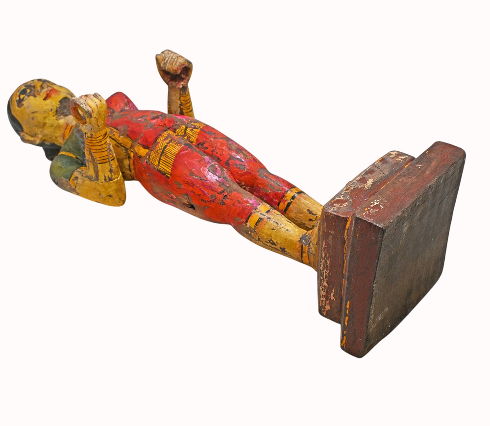 Antique hand-painted traditional Gangaur doll in teak wood, additional view