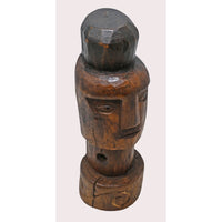 Handcrafted Tribal Wooden Face Sculpture – Dark Brown Rustic Finish - 2026081207UNQ