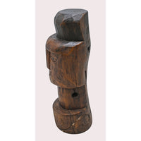 Handcrafted Tribal Wooden Face Sculpture – Dark Brown Rustic Finish - 2026081207UNQ