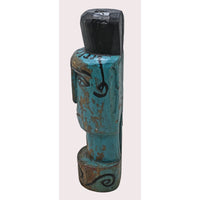 Handcrafted Tribal Wooden Figurine – Blue Antique Finish - 2026081205UNQ