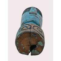 Handcrafted Tribal Wooden Figurine – Blue Antique Finish - 2026081205UNQ