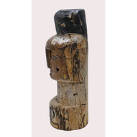 Handcrafted Tribal Wooden Face Sculpture – Distressed Antique Finish - 2026081206UNQ